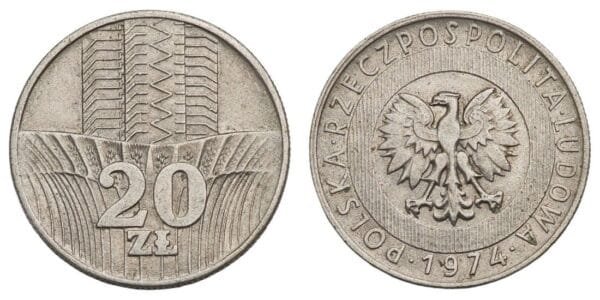 POLAND 20 zlotych 1974 VF