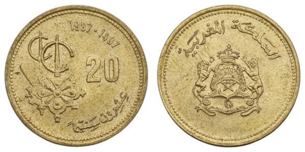 MOROCCO 20 santimat 1987 XF