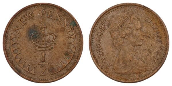 GREAT BRITAIN 1/2 penny 1971 VF-