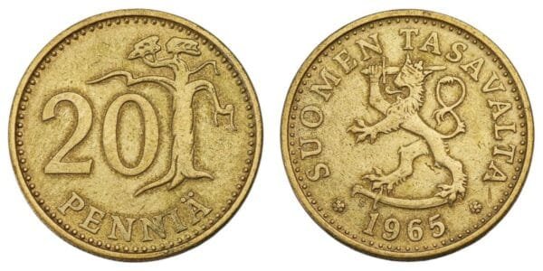 FINLAND 20 pennia 1965 VF