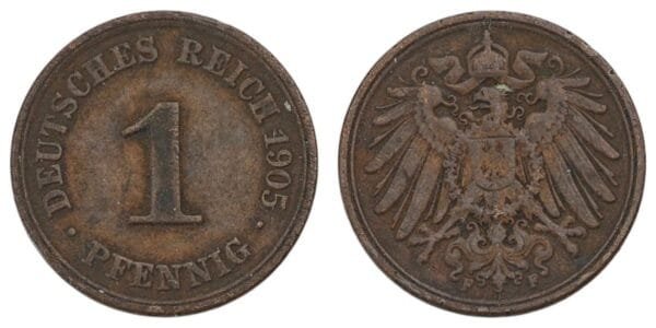 GERMANY 1 pfennig 1905F / Empire / VF