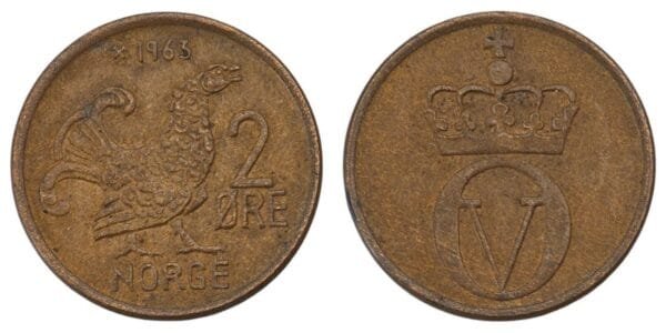 NORWAY 2 ore 1963 VF