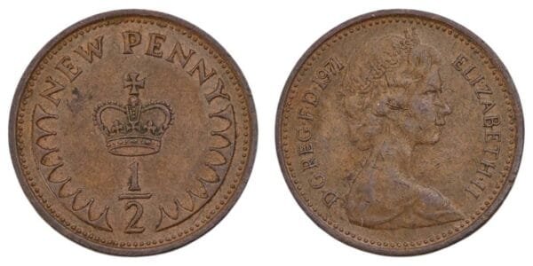 GREAT BRITAIN 1/2 penny 1971 VF