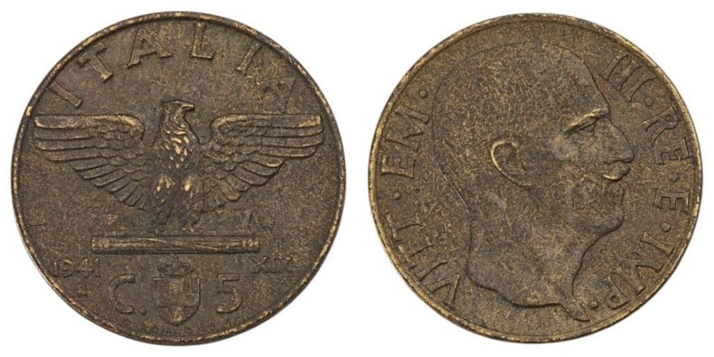 ITALY 5 centesimi 1941 / WWII issue / VF