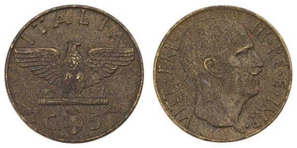 ITALY 5 centesimi 1941 / WWII issue / VF