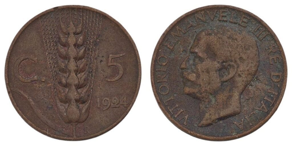 ITALY 5 centesimi 1924 VF