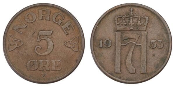 NORWAY 5 ore 1953 VF