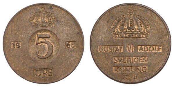 SWEDEN 5 ore 1968 VF