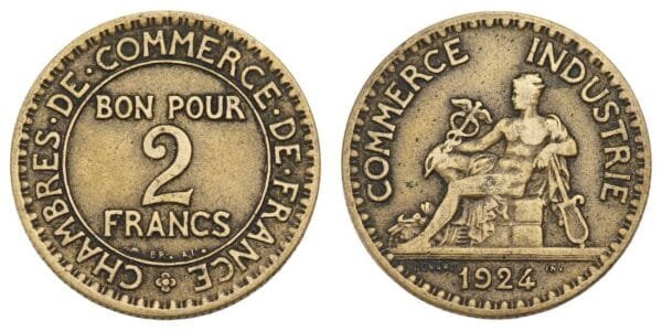 FRANCE 2 francs 1924 / Chambres de Commerce / VF