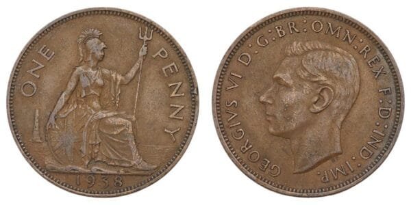 GREAT BRITAIN 1 penny 1938 VF