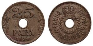 YUGOSLAVIA 25 para 1938 VF