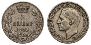 YUGOSLAVIA 1 dinar 1925 / Poissy mint / VF