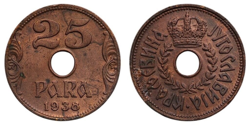 JUGOSLAVIJA 25 para 1938 VF+