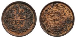 NETHERLANDS 1/2 cent 1938 VF+