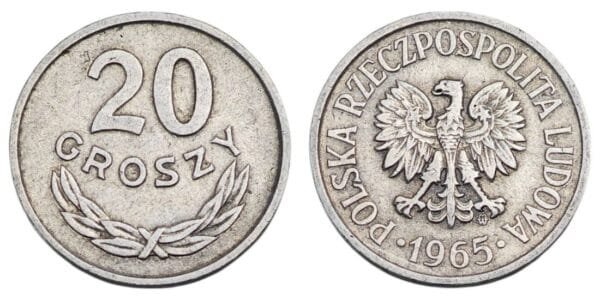 POLAND 20 groszy 1965 VF+