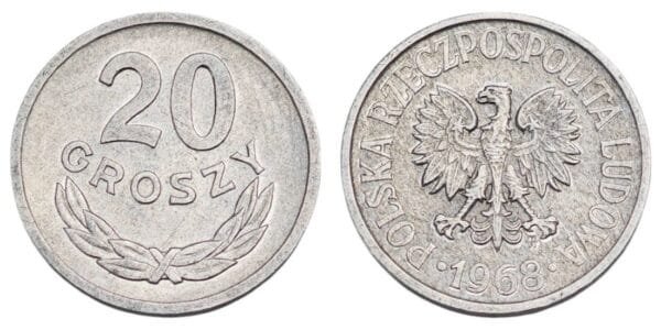 POLAND 20 groszy 1968 VF+