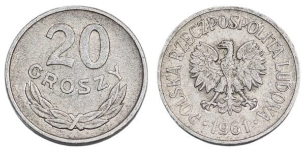 POLAND 20 groszy 1961 VF