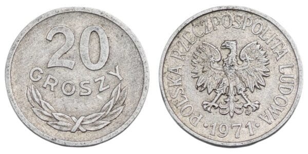 POLAND 20 groszy 1971 VF