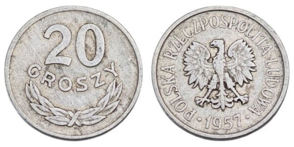 POLAND 20 groszy 1957 VF
