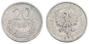 POLAND 20 groszy 1970 VF