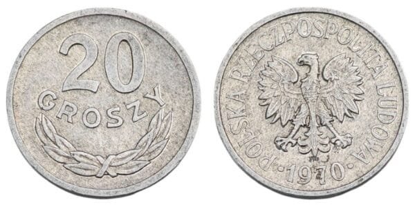 POLAND 20 groszy 1970 VF