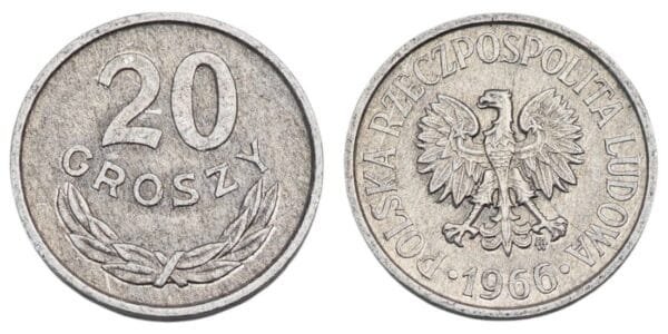POLAND 20 groszy 1966 VF