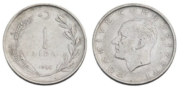 TURKEY 1 lira 1960 VF