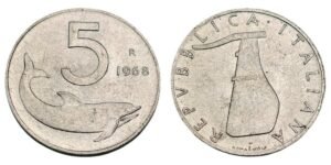ITALY 5 lire 1968 XF+