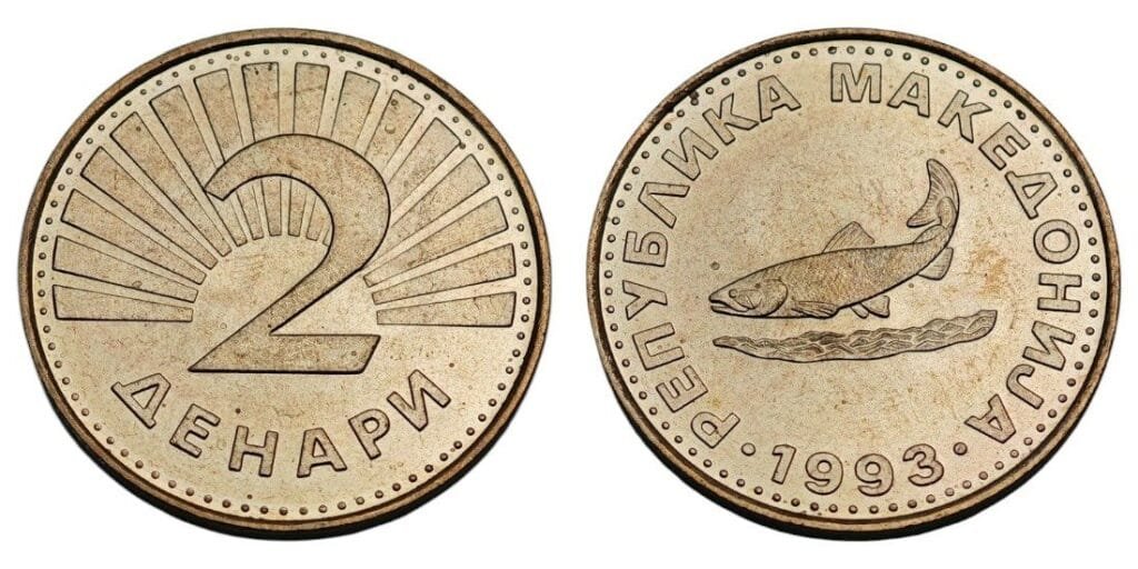 MACEDONIA 2 denari 1993 UNC