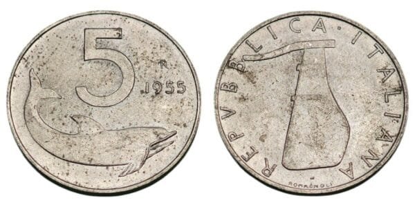 ITALY 5 lire 1955 XF