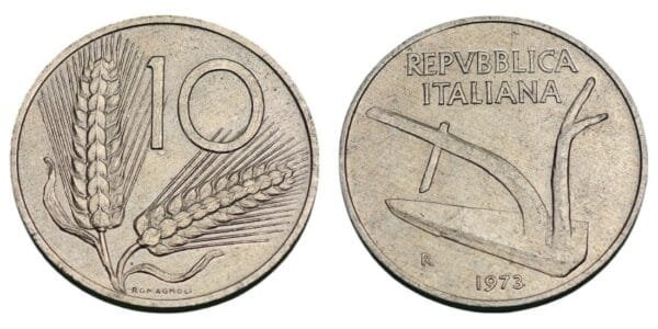 ITALY 10 lire 1973 XF