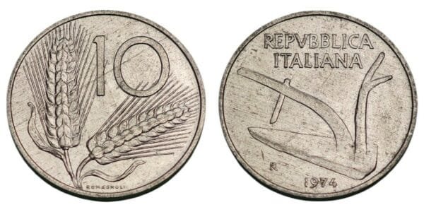 ITALY 10 lire 1974 XF