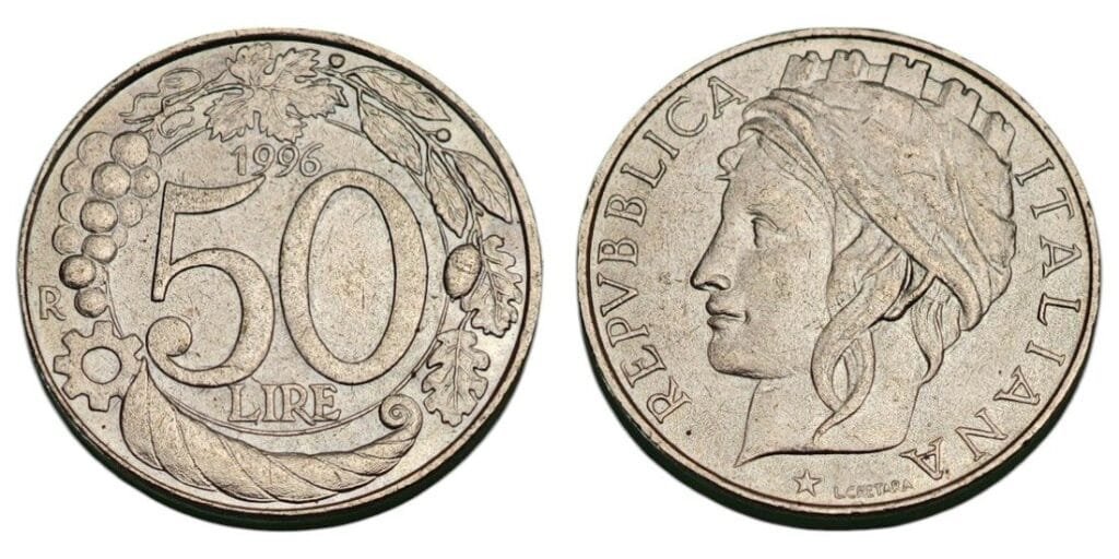 ITALY 50 lire 1996 XF