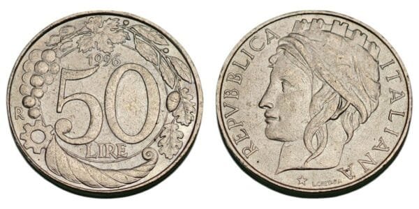 ITALY 50 lire 1996 XF