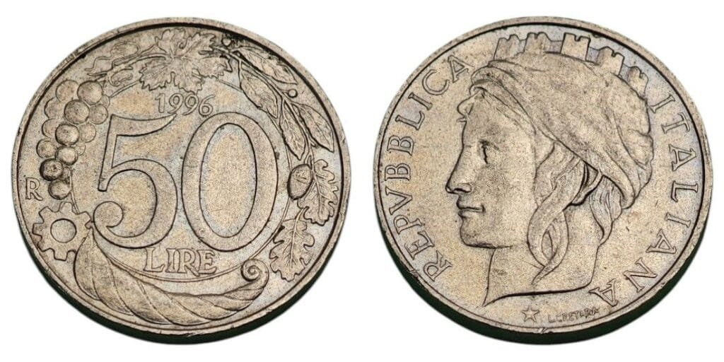 ITALY 50 lire 1996 XF