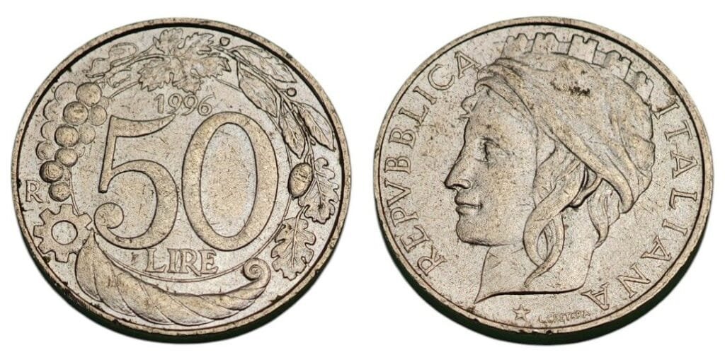 ITALY 50 lire 1996 XF