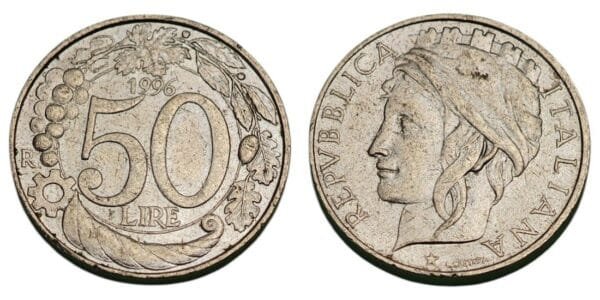 ITALY 50 lire 1996 XF