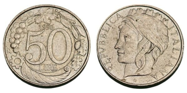 ITALY 50 lire 1996 XF