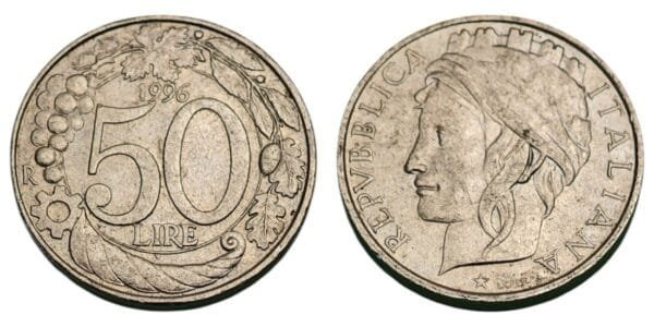 ITALY 50 lire 1996 XF
