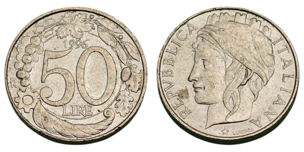 ITALY 50 lire 1996 XF