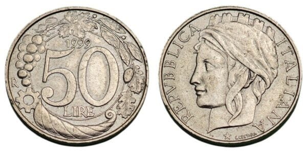 ITALY 50 lire 1999 XF