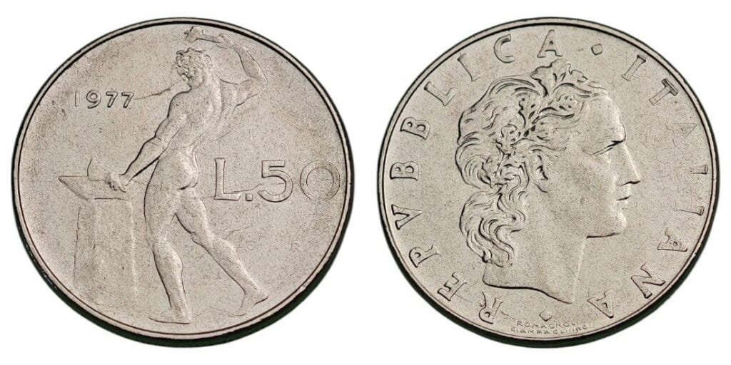ITALY 50 lire 1977 XF