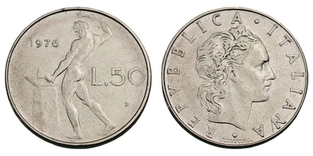 ITALY 50 lire 1976 XF