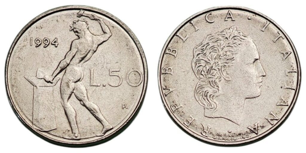 ITALY 50 lire 1994 XF