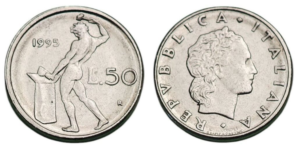 ITALY 50 lire 1995 XF