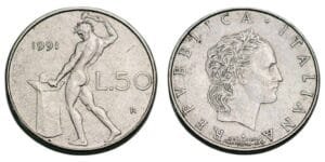 ITALY 50 lire 1991 XF