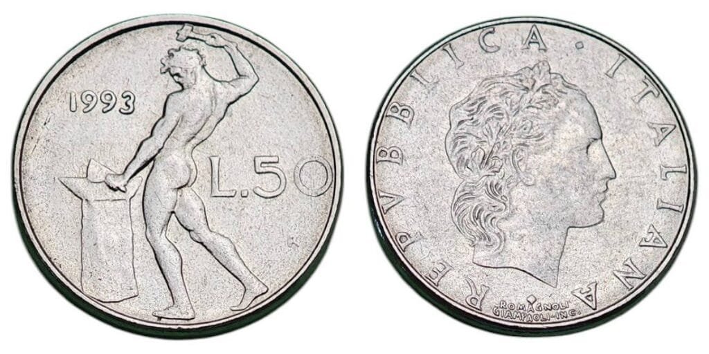 ITALY 50 lire 1993 XF