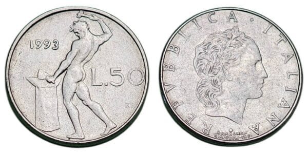 ITALY 50 lire 1993 XF