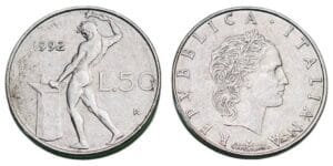 ITALY 50 lire 1992 XF