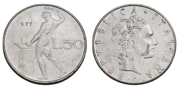 ITALY 50 lire 1977 XF